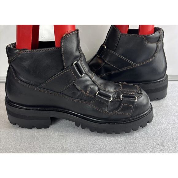 Vintage 1990\'s GBX Basics Genuine Leather Boots Men Size 9 Goth Rave Grunge main image 9